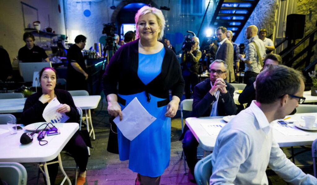 OPPSUMMERTE I DAG: Erna Solberg holdt avsluttende pressekonferanse på Mesh i Oslo i dag, og brakte nyheten om ny sykehjemssatsing.
Foto: Erlend Aas / NTB scanpix OPPSUMMERTE I DAG: Erna Solberg holdt avsluttende pressekonferanse på Mesh i Oslo i dag, og brakte nyheten om ny sykehjemssatsing.
Foto: Erlend Aas / NTB scanpix
