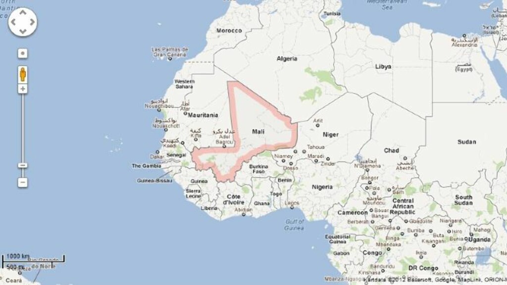 VEST-AFRIKA Mali og nabolandene hvor nå grensene er stengt for inn og utfart. Foto: Google Map VEST-AFRIKA Mali og nabolandene hvor nå grensene er stengt for inn og utfart. Foto: Google Map