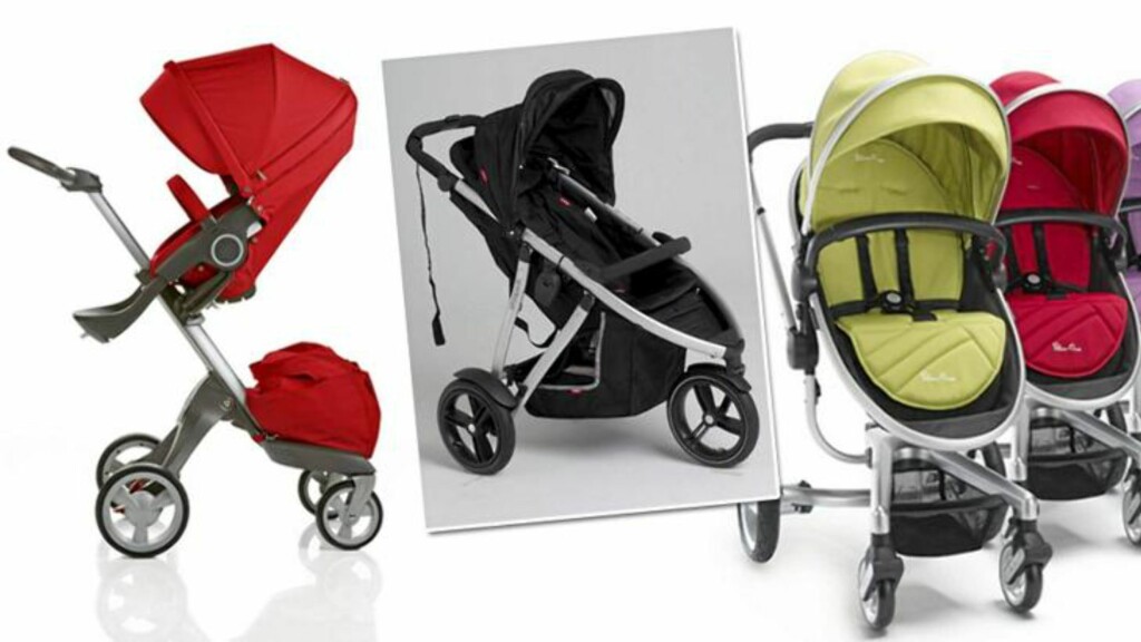 KULE BARNEVOGNER: Fra venstre: Stokke Xplory, Phil & Teds Vibe, og til høyre vinneren, Silver Cross Surf.Foto: Produsentene KULE BARNEVOGNER: Fra venstre: Stokke Xplory, Phil & Teds Vibe, og til høyre vinneren, Silver Cross Surf.Foto: Produsentene