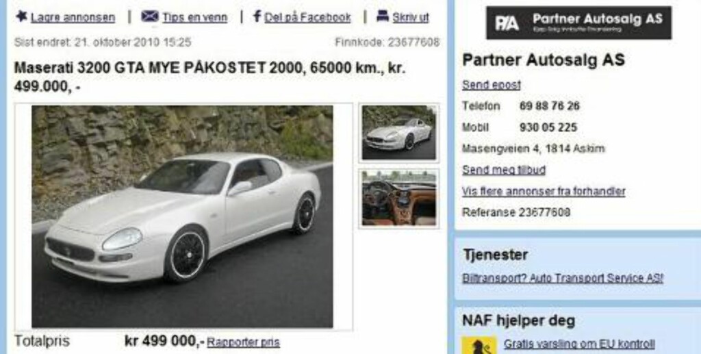 ITALIENSK: Maserati 3200 GTA ITALIENSK: Maserati 3200 GTA