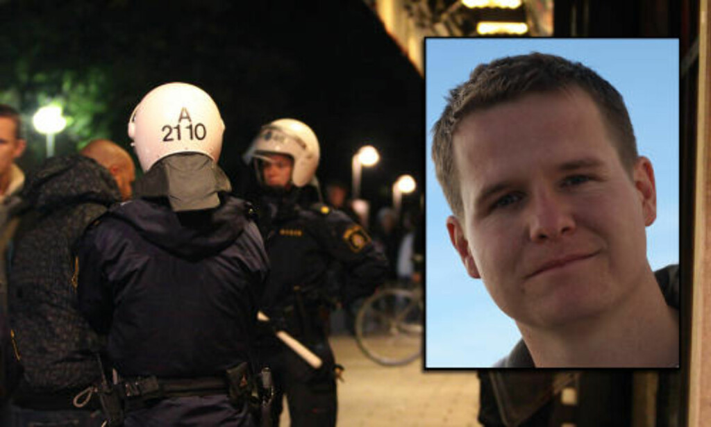 ARRESTERT: Den prisbelønte journalisten Tommy Gulliksen (29) ble pågrepet og siktet etter opptøyer i en forstad til Stockholm i går. Foto: Expressen/Privat ARRESTERT: Den prisbelønte journalisten Tommy Gulliksen (29) ble pågrepet og siktet etter opptøyer i en forstad til Stockholm i går. Foto: Expressen/Privat