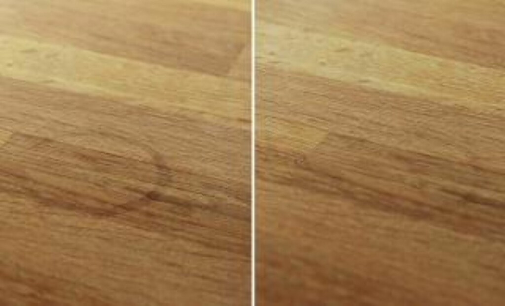 FØR OG ETTER: Etter noen minutter med en halv sitron, er flekken nesten borte. Foto: Øivind Lie FØR OG ETTER: Etter noen minutter med en halv sitron, er flekken nesten borte. Foto: Øivind Lie