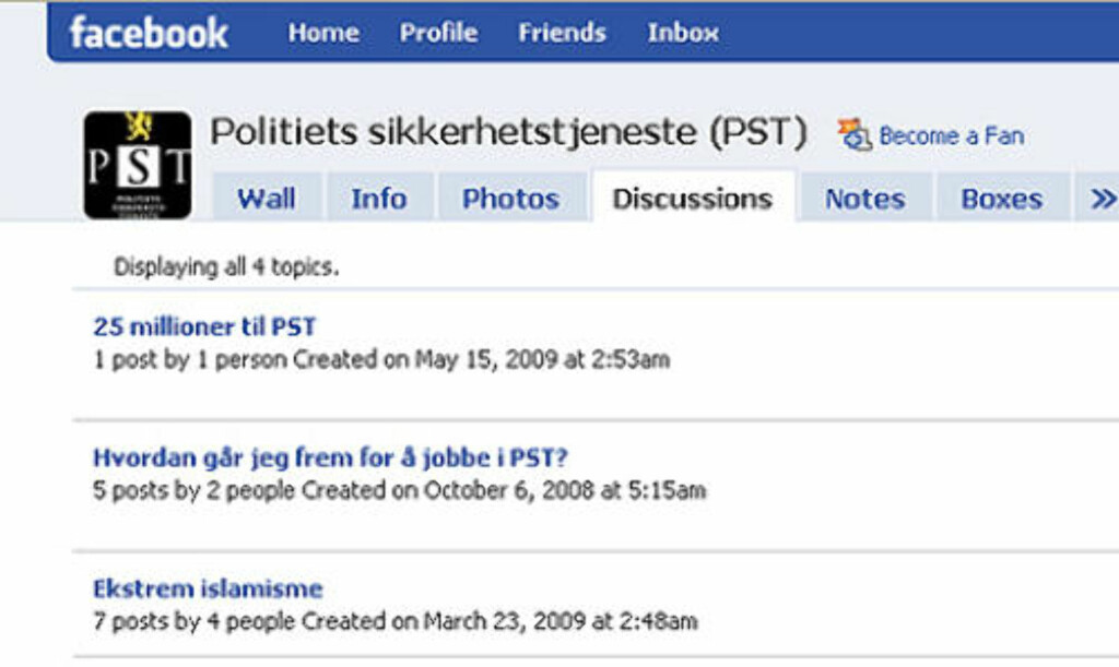 FØLGER MED: Politiets sikkerhetstjeneste er på Facebook. FØLGER MED: Politiets sikkerhetstjeneste er på Facebook.