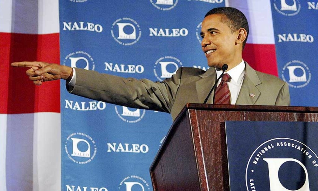 FRIR TIL EUROPEERE OG SENTRALE VELGERGRUPPER: Samme dag som Barack Obama annonserte at han skal på en Europa-turne, holdt han tale i en forening for folkevalgte med latinamerikansk bakgrunn, NALEO. Foto: REUTERS/SCANPIX FRIR TIL EUROPEERE OG SENTRALE VELGERGRUPPER: Samme dag som Barack Obama annonserte at han skal på en Europa-turne, holdt han tale i en forening for folkevalgte med latinamerikansk bakgrunn, NALEO. Foto: REUTERS/SCANPIX