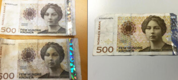 Bare én av disse 500-sedlene er ekte Bare én av disse 500-sedlene er ekte