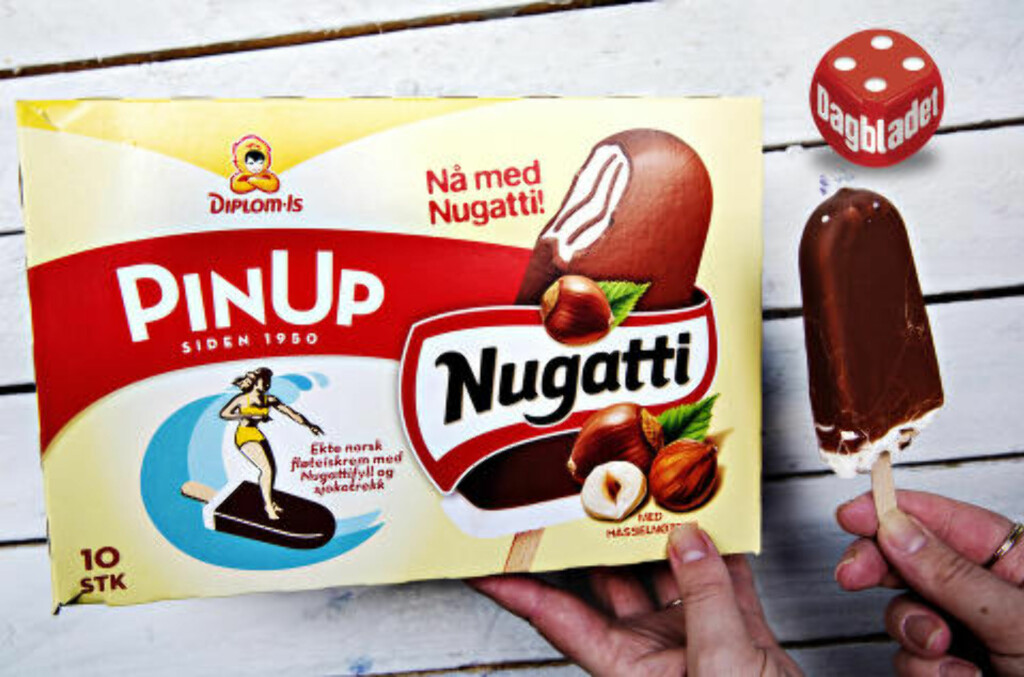 NUGATTI: Sjokoladetrekket er patetisk tynt, men det tar isen igjen på markant Nugattismak inni. Foto: NINA HANSEN NUGATTI: Sjokoladetrekket er patetisk tynt, men det tar isen igjen på markant Nugattismak inni. Foto: NINA HANSEN