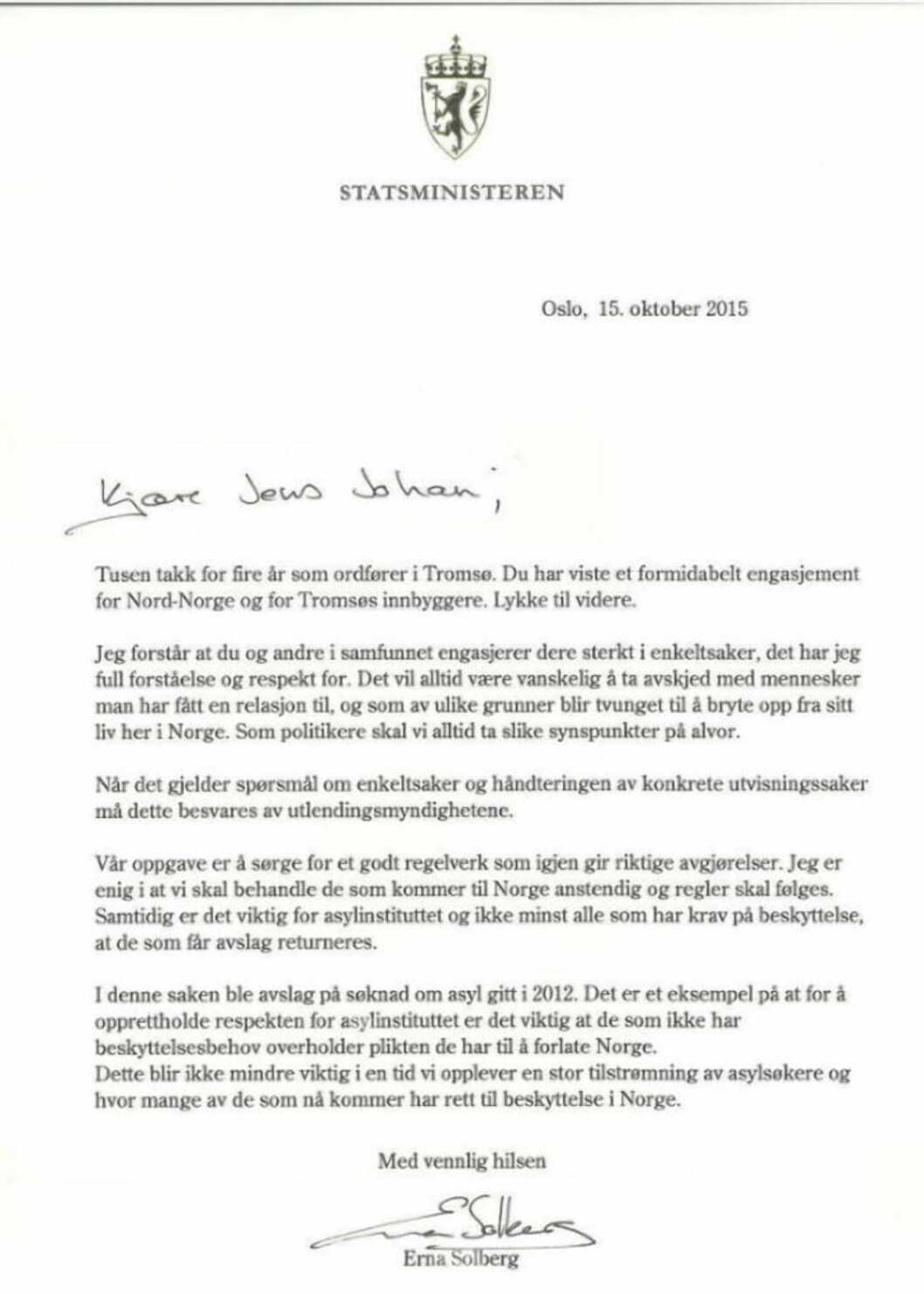 SVARER PÅ BREV: Statsminister Erna Solberg. Foto: Thomas Rasmus Skaug / Dagbladet SVARER PÅ BREV: Statsminister Erna Solberg. Foto: Thomas Rasmus Skaug / Dagbladet