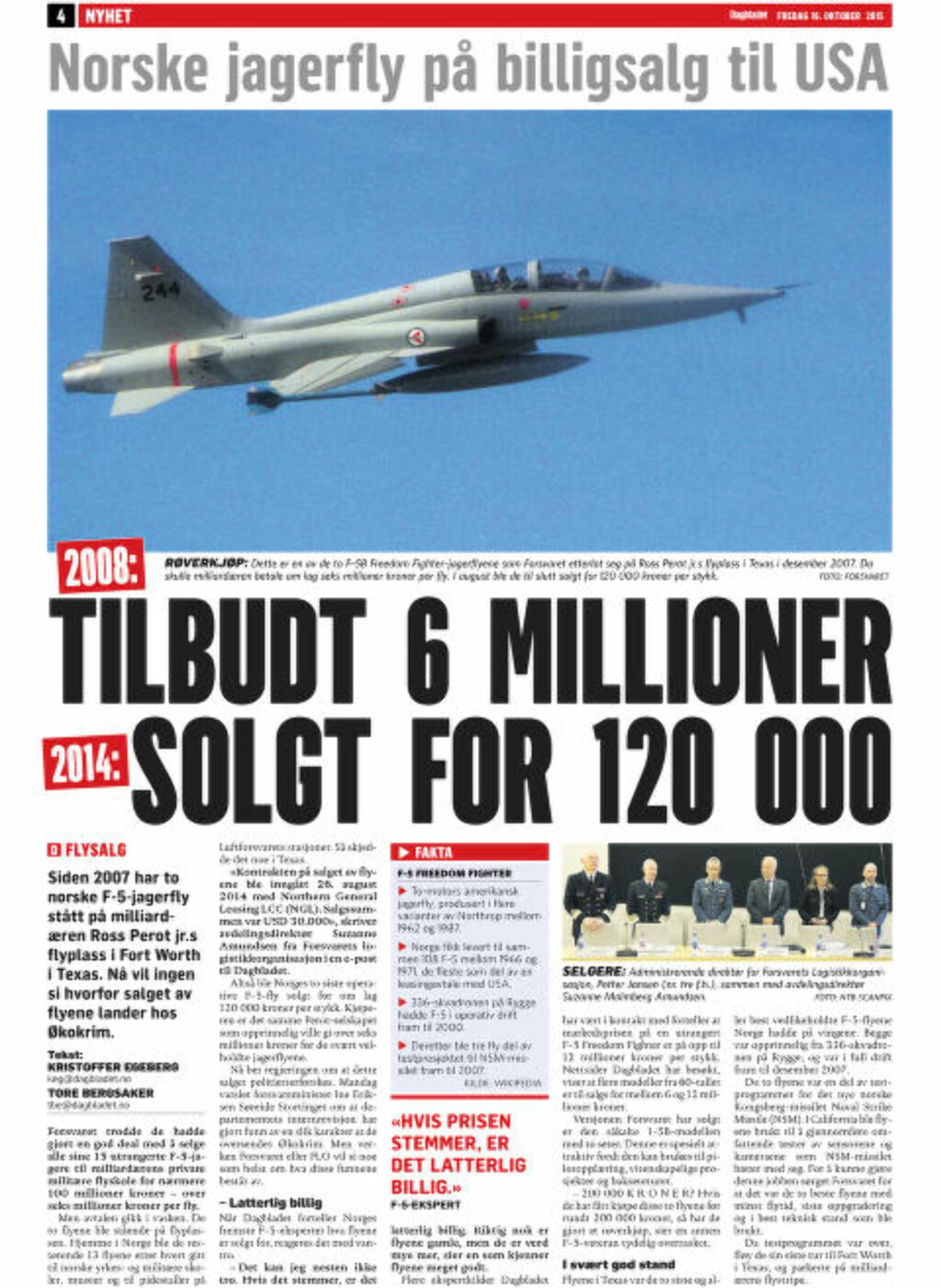 AVSLØRING: Dagbladet fredag 16. oktober 2015 AVSLØRING: Dagbladet fredag 16. oktober 2015