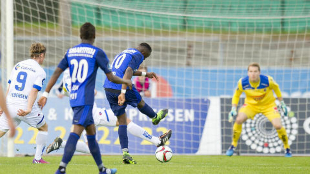 SCORET TRE Diomande banket Stabæk i ledelsen før pause og scoret to til i andre omgang.
Foto: Jon Olav Nesvold / NTB scanpix SCORET TRE Diomande banket Stabæk i ledelsen før pause og scoret to til i andre omgang.
Foto: Jon Olav Nesvold / NTB scanpix
