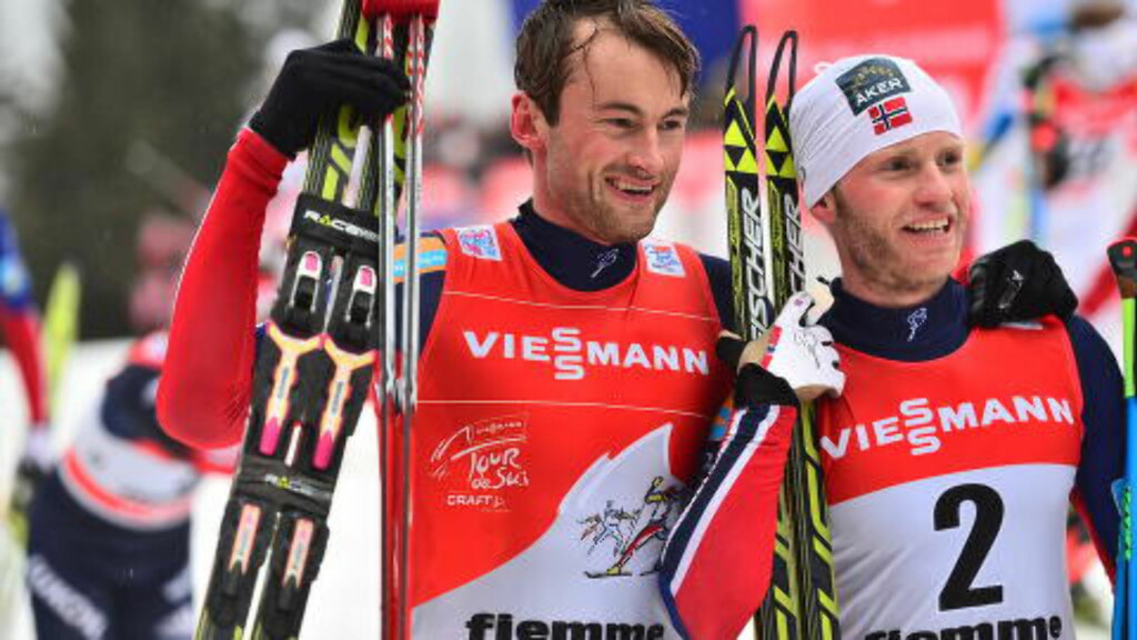 DOBBELT NORSK: Sundby og Northug på pallens to øverste trinn. Foto: Thomas Rasmus Skaug/Dagbladet DOBBELT NORSK: Sundby og Northug på pallens to øverste trinn. Foto: Thomas Rasmus Skaug/Dagbladet