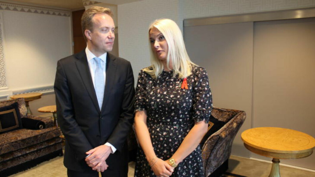 AIDSAMBASSADØR: Utenriksminster Børge Brende (H) mener kronprinsesse Mette-Marit har vært en viktig ambassadør i arbeidet mot hiv og aids. I dag møttes de i FN-hovedkvarteret i New York. Foto: Vegard Kristiansen Kvaale / Dagbladet AIDSAMBASSADØR: Utenriksminster Børge Brende (H) mener kronprinsesse Mette-Marit har vært en viktig ambassadør i arbeidet mot hiv og aids. I dag møttes de i FN-hovedkvarteret i New York. Foto: Vegard Kristiansen Kvaale / Dagbladet