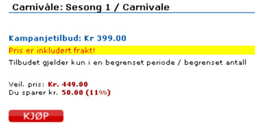 Film-nettbutikken zailor.no tilbyr sine kunder fri frakt. Foto: zailor.no Film-nettbutikken zailor.no tilbyr sine kunder fri frakt. Foto: zailor.no