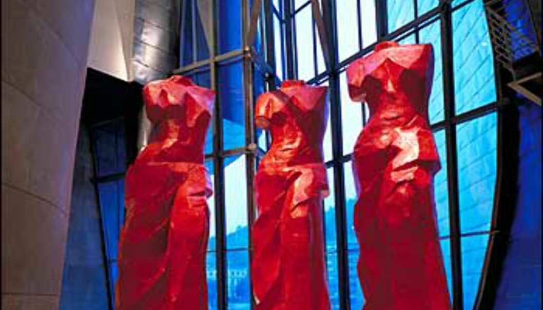Tre røde spanske venuser av Jim Dine hører med til de permanente samlingene.<br />
<br />
<I>Foto: Guggenheimmuseet</I> Tre røde spanske venuser av Jim Dine hører med til de permanente samlingene.<br />
<br />
<I>Foto: Guggenheimmuseet</I>