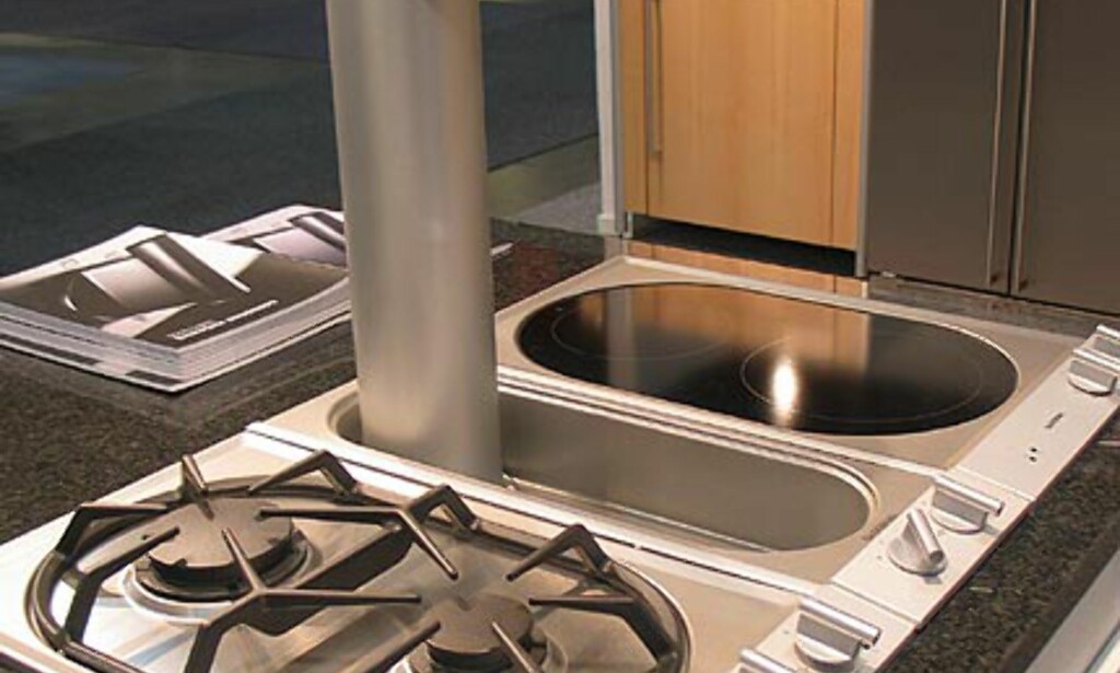 Gaggenau: Kan design. Ventilatoren er her oppe. Den suger forøvrig også fra sidene. Gaggenau: Kan design. Ventilatoren er her oppe. Den suger forøvrig også fra sidene.