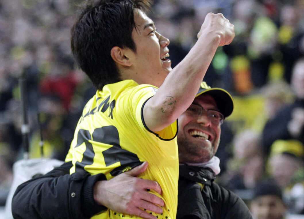 <strong>I GLANSDAGENE:</strong> Shinji Kagawa og Jürgen Klopp hadde et nært forhold da japaneren var i Borussia Dortmund. Foto: AP Photo/Frank Augstein/NTB scanpix <strong>I GLANSDAGENE:</strong> Shinji Kagawa og Jürgen Klopp hadde et nært forhold da japaneren var i Borussia Dortmund. Foto: AP Photo/Frank Augstein/NTB scanpix