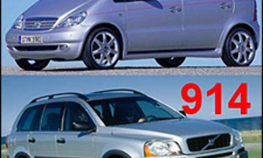 MERKELIG 1: Mercedes-Benz A-klasse (over): 1.740 liter. Volvo XC90: 914 liter. MERKELIG 1: Mercedes-Benz A-klasse (over): 1.740 liter. Volvo XC90: 914 liter.