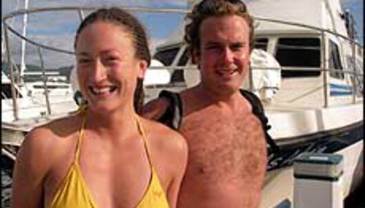 Luci Wilson og Hamish Mackie klare for tur ut til revet. Luci Wilson og Hamish Mackie klare for tur ut til revet.