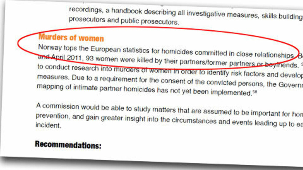 TIL FNs KVINNEKOMITÉ: Fra rapporten Shaddow report to cedaw 2011 som er sivilsamfunnets rapport til FNs kvinnekomité i forbindelse med Norges høring i februar. TIL FNs KVINNEKOMITÉ: Fra rapporten Shaddow report to cedaw 2011 som er sivilsamfunnets rapport til FNs kvinnekomité i forbindelse med Norges høring i februar.