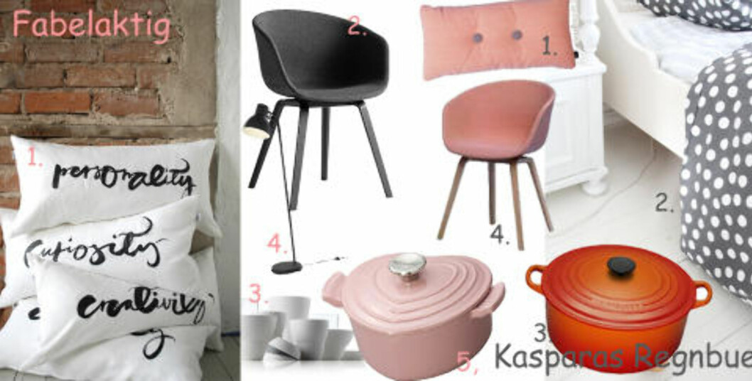 ROSA ER I VINDEN: Bloggerne drømmer om kule stoler, lekre jerngryter og detaljer med grafisk uttrykk. FOTO: Blogger/Produsentene ROSA ER I VINDEN: Bloggerne drømmer om kule stoler, lekre jerngryter og detaljer med grafisk uttrykk. FOTO: Blogger/Produsentene