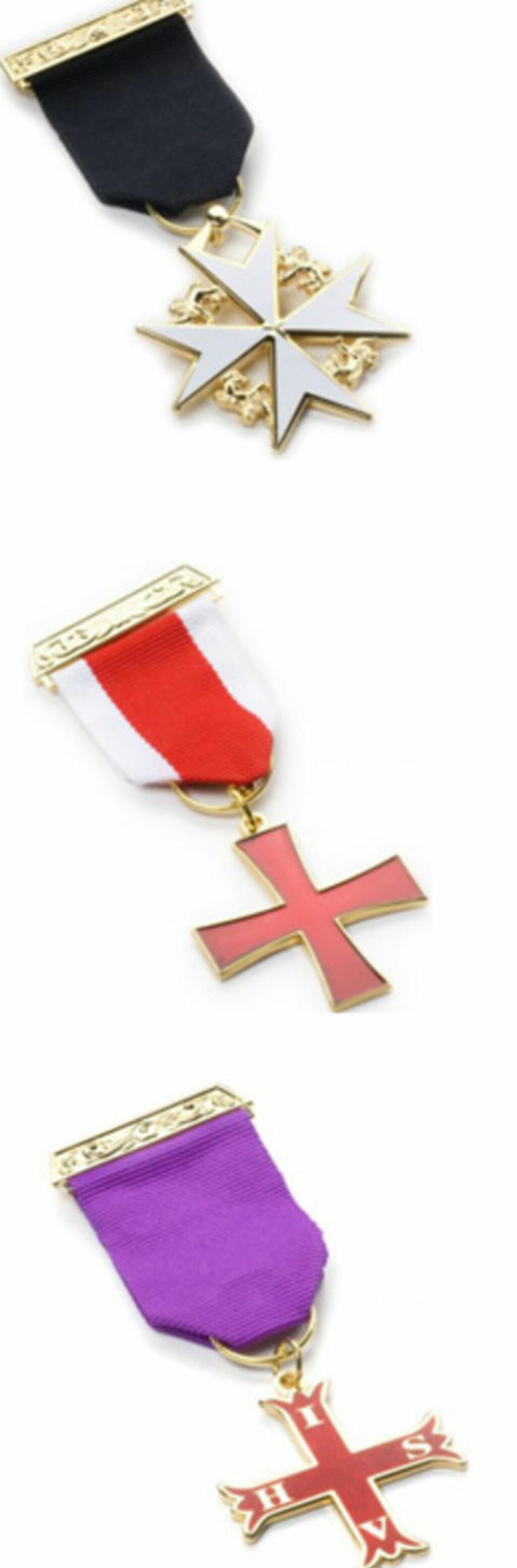 TEMPELRIDDERKORS: Fås billig på nettet, for litt over hundre kroner. Dette er (øverst) Knights Templar and Knight of Malta breast jewel (koster 13.99 pund), Knights Templar breast jewel (koster 11.99 pund) og Knight Companion of the Red Cross of Constantine (11.99 pund) IHSV (In Hoc Signo Vinces). TEMPELRIDDERKORS: Fås billig på nettet, for litt over hundre kroner. Dette er (øverst) Knights Templar and Knight of Malta breast jewel (koster 13.99 pund), Knights Templar breast jewel (koster 11.99 pund) og Knight Companion of the Red Cross of Constantine (11.99 pund) IHSV (In Hoc Signo Vinces).