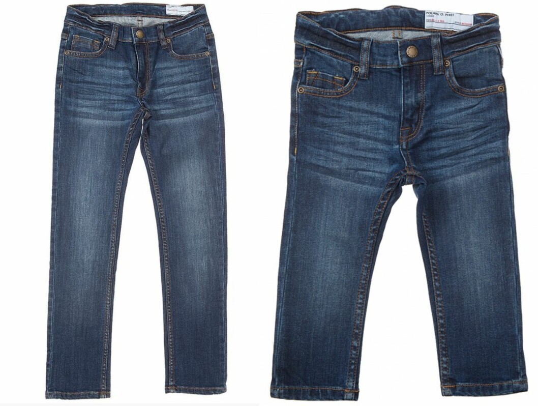 BEST I TEST: Vinneren av testen ble disse jeansene fra Polarn O. Pyret som finnes både til store og små barn. Foto: Produsenten BEST I TEST: Vinneren av testen ble disse jeansene fra Polarn O. Pyret som finnes både til store og små barn. Foto: Produsenten
