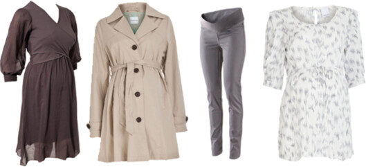 GRAVID I VÅR: F.v. mamma-kjole med ammeløsning (kr 1395, Paola Maria/Nelly.com), trench coat (kr 460, Mamalicious), bukser med elastisk magedel (kr 199, H&M) og bluse med mønster (kr 300, Mamalicious). GRAVID I VÅR: F.v. mamma-kjole med ammeløsning (kr 1395, Paola Maria/Nelly.com), trench coat (kr 460, Mamalicious), bukser med elastisk magedel (kr 199, H&M) og bluse med mønster (kr 300, Mamalicious).