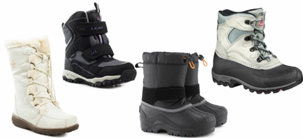 FOTTØY: F.v. Hvite vinterstøvler satt ned fra 459 til 235 kroner (Wildflower/Nelly.com), robuste vintersko satt ned fra 459 til 229 (Shoe design/Nelly.com), vinterstøvler satt ned fra 249 til 100 (H&M) og forede, vanntette vintersko satt ned fra 599 til 299 (XXL) FOTTØY: F.v. Hvite vinterstøvler satt ned fra 459 til 235 kroner (Wildflower/Nelly.com), robuste vintersko satt ned fra 459 til 229 (Shoe design/Nelly.com), vinterstøvler satt ned fra 249 til 100 (H&M) og forede, vanntette vintersko satt ned fra 599 til 299 (XXL)