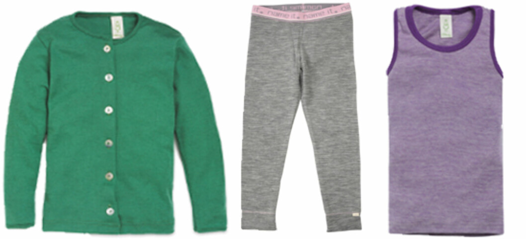 DUSE FARGER: f.v. cardigan i ull og silke str 92-152 (kr 345, Nøstebarn), tights med elastikk i livet str 92-152 (kr 160, Nameit), singlet i ull og silke (kr 174, Nøstebarn). DUSE FARGER: f.v. cardigan i ull og silke str 92-152 (kr 345, Nøstebarn), tights med elastikk i livet str 92-152 (kr 160, Nameit), singlet i ull og silke (kr 174, Nøstebarn).