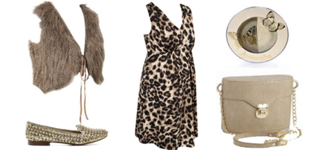 LYSE FARGER: F.v. fuskepelsvest fra Mamalicious/Nelly.com kr 399, loafers fra Steve Madden/Nelly.com kr 989, kjole fra Love to wait (kr 499), øyenskygge fra Accessorize kr 55 og veske fra Accessorize kr 389. LYSE FARGER: F.v. fuskepelsvest fra Mamalicious/Nelly.com kr 399, loafers fra Steve Madden/Nelly.com kr 989, kjole fra Love to wait (kr 499), øyenskygge fra Accessorize kr 55 og veske fra Accessorize kr 389.