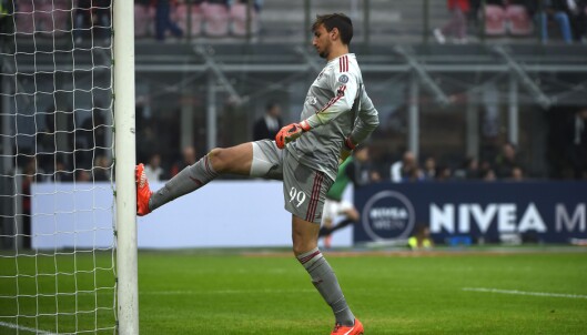 <strong>FØRSTE KAMP:</strong> Gianluigi Donnarumma fra debuten mot Sassuolo 25 oktober 2015. Foto: AFP PHOTO / OLIVIER MORIN <strong>FØRSTE KAMP:</strong> Gianluigi Donnarumma fra debuten mot Sassuolo 25 oktober 2015. Foto: AFP PHOTO / OLIVIER MORIN
