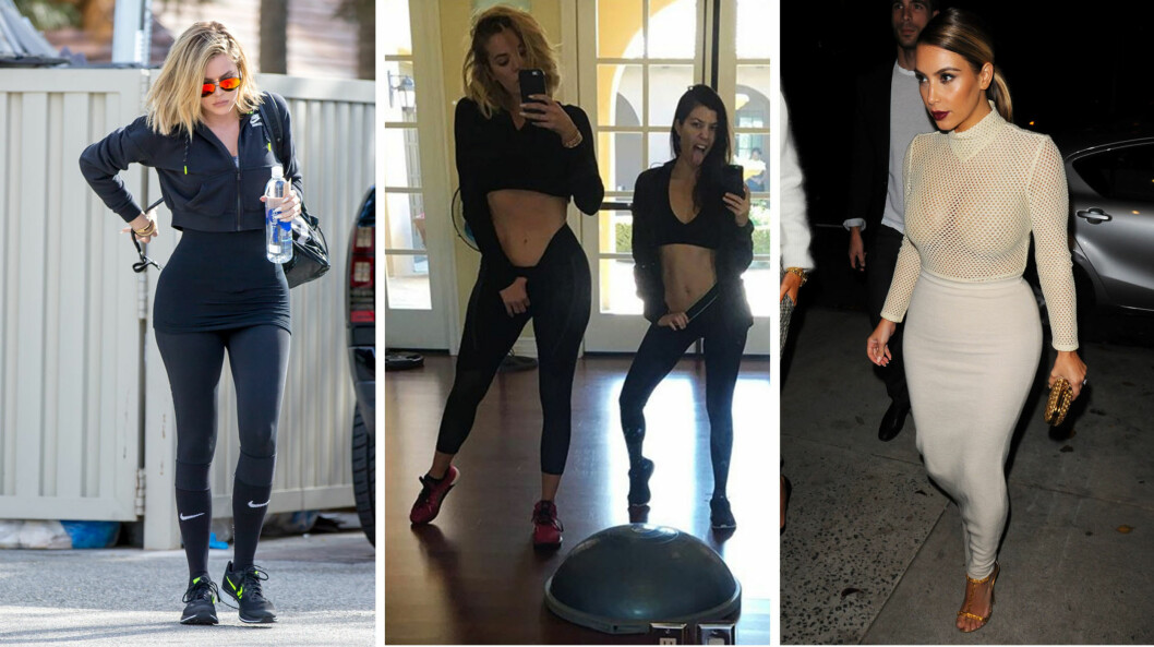 SPORTY SØSTRE: Både Khloé (t.v) og Kourtney Kardashian har ligget i hardtrening for å komme i toppform den siste tiden. Etter sitt første svangerskap gikk Kim (t.h) på diett og trente beinhardt - her er hun avbildet i november 2013, omlag fem måneder etter at North Wets ble født. Foto: Splash News/ Broadimage/ NTB Scanpix SPORTY SØSTRE: Både Khloé (t.v) og Kourtney Kardashian har ligget i hardtrening for å komme i toppform den siste tiden. Etter sitt første svangerskap gikk Kim (t.h) på diett og trente beinhardt - her er hun avbildet i november 2013, omlag fem måneder etter at North Wets ble født. Foto: Splash News/ Broadimage/ NTB Scanpix