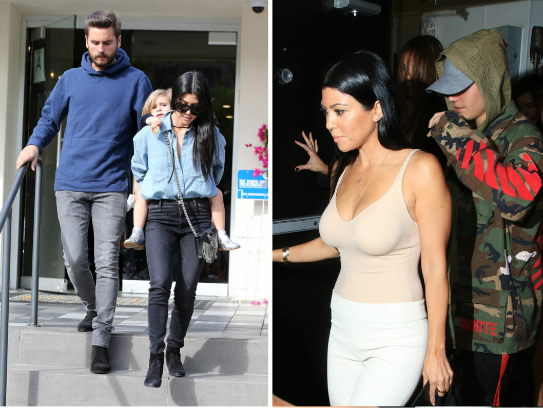 HVA TENKER SCOTT?: Et par dager før Kourtney og Justins siste date var trebarnsmoren på lunsj med eksen Scott Disick og datteren Penelope (t.v). Også i starten av oktober var Kourtney Kardashian og Justin Bieber på Nice Guy sammen (t.h). Foto: Splash News/ NTB Scanpix HVA TENKER SCOTT?: Et par dager før Kourtney og Justins siste date var trebarnsmoren på lunsj med eksen Scott Disick og datteren Penelope (t.v). Også i starten av oktober var Kourtney Kardashian og Justin Bieber på Nice Guy sammen (t.h). Foto: Splash News/ NTB Scanpix