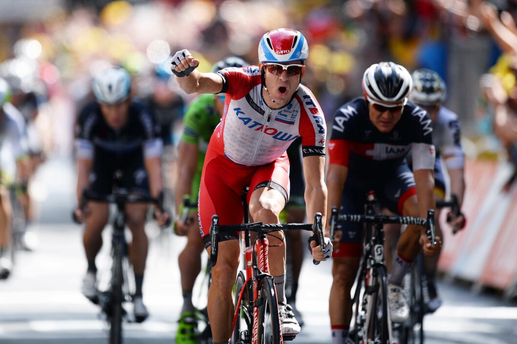 PÅ TO HJUL: Alexander Kristoff startet proffkarrieren i 2010. Han vant bronse under landeveisrittet i Sommer-OL i London i 2012. Her fra Tour de France i sommer. Foto: All Over Press PÅ TO HJUL: Alexander Kristoff startet proffkarrieren i 2010. Han vant bronse under landeveisrittet i Sommer-OL i London i 2012. Her fra Tour de France i sommer. Foto: All Over Press