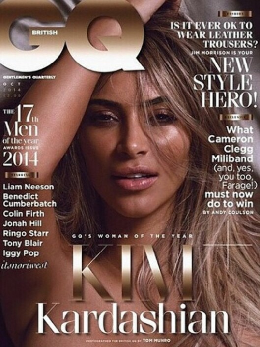 PRYDER FORSIDEN: Kardashian viser seg fram på forsiden av oktoberutgaven av bladet. Inne i bladet viser hun seg uten en tråd. Foto: GQ PRYDER FORSIDEN: Kardashian viser seg fram på forsiden av oktoberutgaven av bladet. Inne i bladet viser hun seg uten en tråd. Foto: GQ