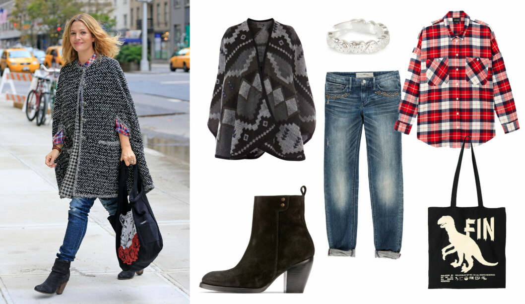 VARMT OG MYKT: Cape fra Warehouse/Asos.com (300 kr), boots fra Eurosko (1199 kr), ring fra Pilgrim/Nelly.com (179 kr), jeans fra H&M (500 kr), skjorte fra Monki (180 kr) og veske fra Asos.com (130 kr). Foto: All Over og produsentene VARMT OG MYKT: Cape fra Warehouse/Asos.com (300 kr), boots fra Eurosko (1199 kr), ring fra Pilgrim/Nelly.com (179 kr), jeans fra H&M (500 kr), skjorte fra Monki (180 kr) og veske fra Asos.com (130 kr). Foto: All Over og produsentene