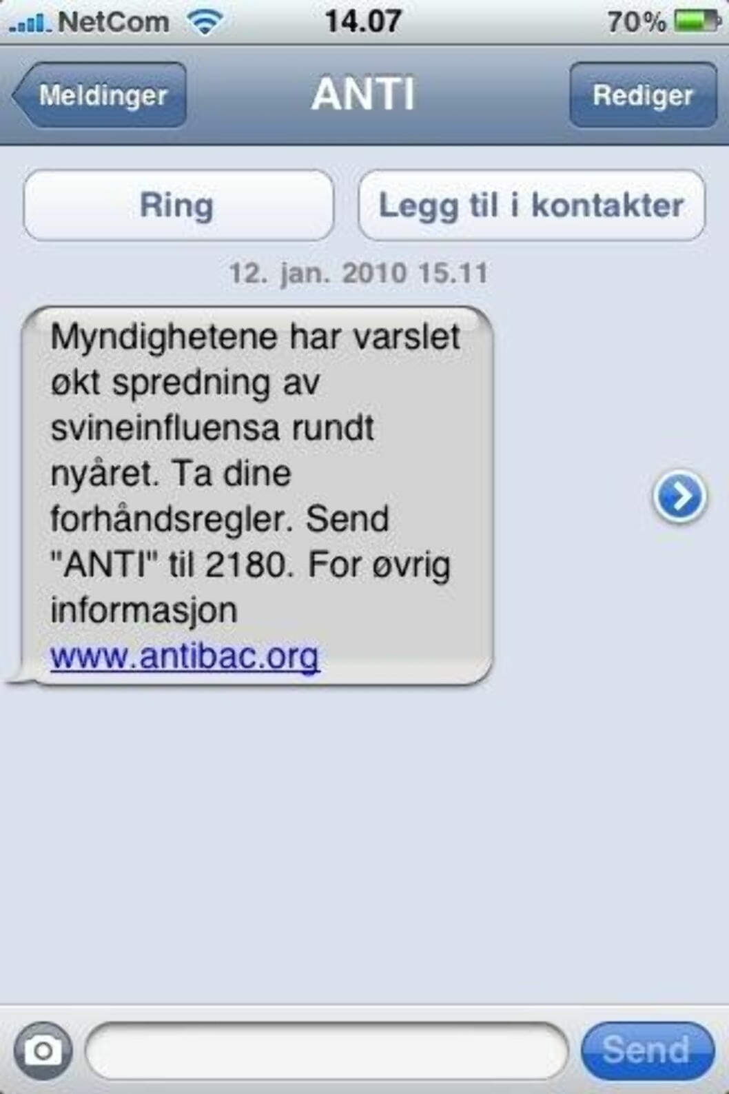 <strong>SMS:</strong> Antibac.org har sendt tekstmeldinger til et ukjent antall personer, og ignorert regelen om å innhente samtykke på forhånd. <strong>SMS:</strong> Antibac.org har sendt tekstmeldinger til et ukjent antall personer, og ignorert regelen om å innhente samtykke på forhånd.