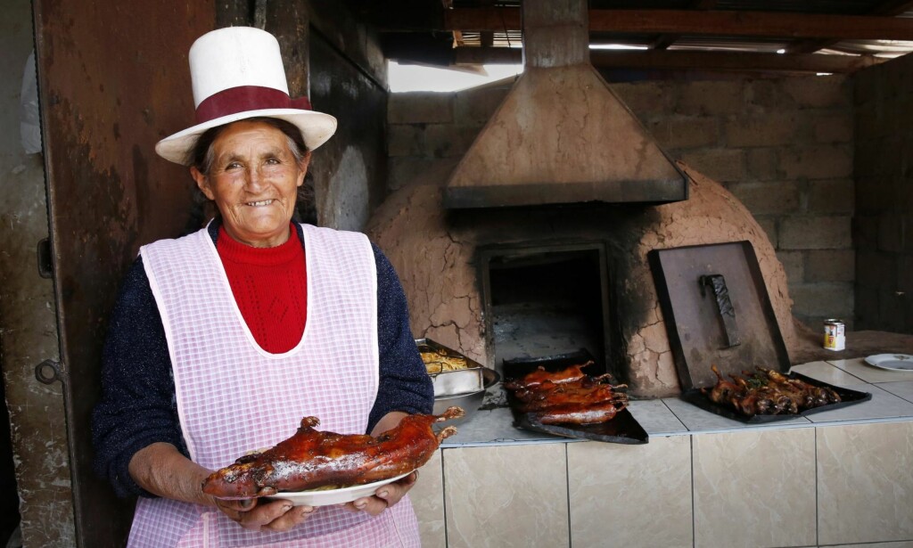 HØY I HATTEN: Felicia Rios serverer marsvin på tre måter, med pasta, potet eller pasta og potet. HØY I HATTEN: Felicia Rios serverer marsvin på tre måter, med pasta, potet eller pasta og potet.