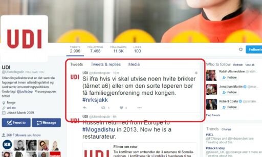 image: UDI beklager sjakktweet etter twitterstorm