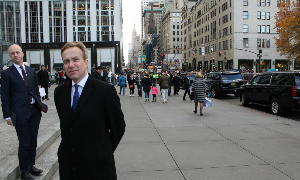 I NEW YORK: Utenriksminister Børge Brende møtte Dagbladet etter møtet med Donald Trumps svigersønn, Jared Kushner, i New York fredag. Foto: Vegard Kristiansen Kvaale / Dagbladet I NEW YORK: Utenriksminister Børge Brende møtte Dagbladet etter møtet med Donald Trumps svigersønn, Jared Kushner, i New York fredag. Foto: Vegard Kristiansen Kvaale / Dagbladet