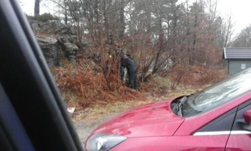 image: Her leter politiet bak en stein i 15-åringens nabolag. Nå er drapsvåpenet sikret