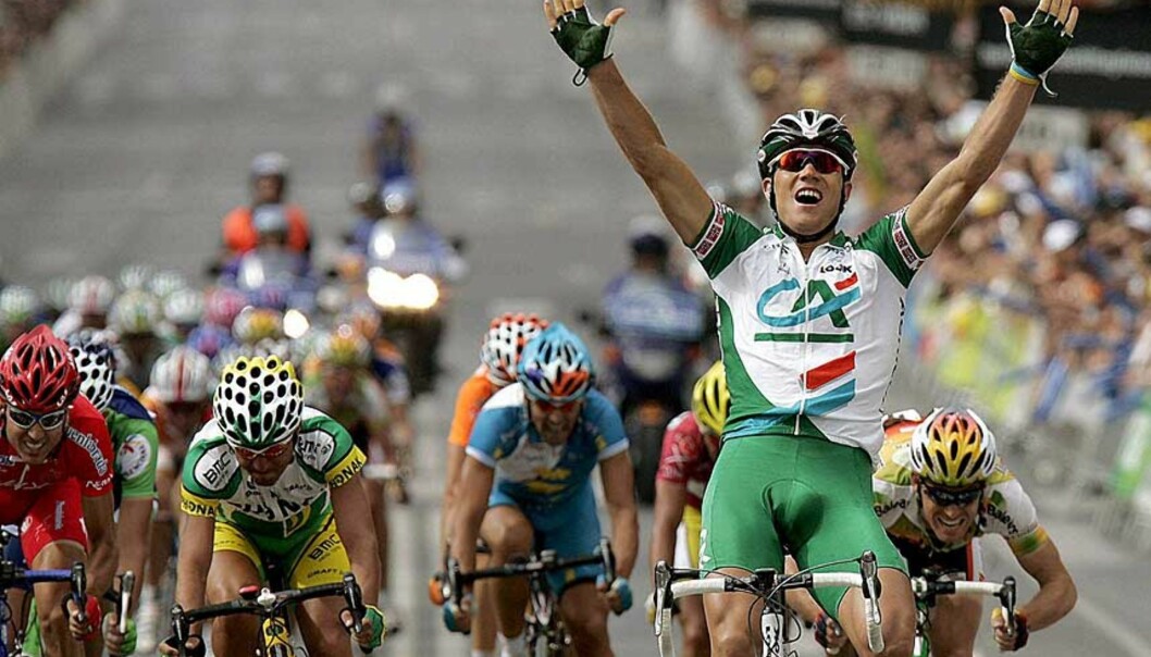 <strong>I ENSOM MAJESTET:</strong> Thor Hushovd tråkket til på riktig tidspunkt og banket konkurrentene på dagens etappe i Spania Rund. EPA <strong>I ENSOM MAJESTET:</strong> Thor Hushovd tråkket til på riktig tidspunkt og banket konkurrentene på dagens etappe i Spania Rund. EPA