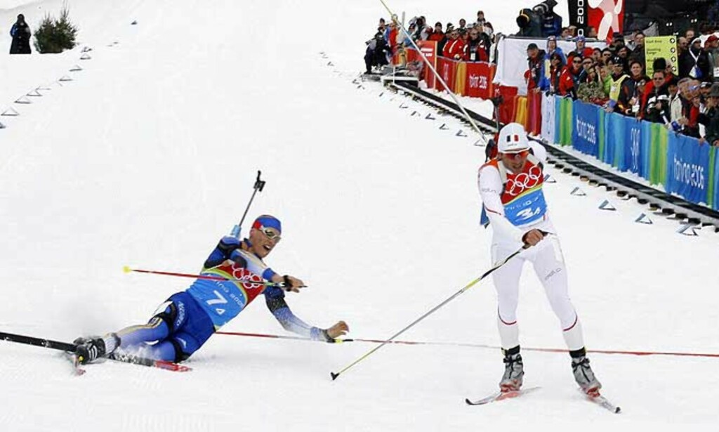 FOTOFINISH: Carl Johan Bergman ble slått av Raphael Poirée på målstreken. Foto: Reuters/Scanpix FOTOFINISH: Carl Johan Bergman ble slått av Raphael Poirée på målstreken. Foto: Reuters/Scanpix
