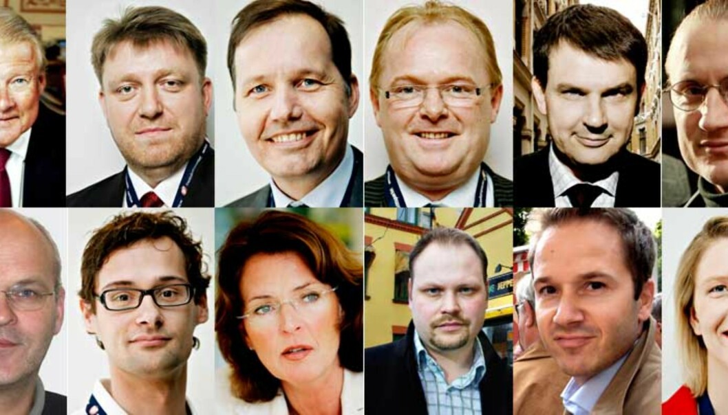 <b> ØVERSTE REKKE (FR.V.): </B> Carl I. Hagen, Geir Mo, Per Arne Olsen, Per Sandberg, Tor Mikkel Wara og Finn Egil Holm. <b> NEDERSTE REKKE (FR.V.):</B>
Øystein Sjøtveit, Fredrik Färber, Marianne Lie, Kristian Norheim, Lars Erik Grønntun og Sylvi Listhaug. Foto: DAGBLADET <b> ØVERSTE REKKE (FR.V.): </B> Carl I. Hagen, Geir Mo, Per Arne Olsen, Per Sandberg, Tor Mikkel Wara og Finn Egil Holm. <b> NEDERSTE REKKE (FR.V.):</B>
Øystein Sjøtveit, Fredrik Färber, Marianne Lie, Kristian Norheim, Lars Erik Grønntun og Sylvi Listhaug. Foto: DAGBLADET