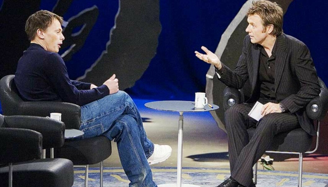 <strong><b>BEDRE ENN SVENSKENE:</strong></b> Fredrik Skavlan har noe som svenske talkshow-verter mangler, ifølge en artikkel i Dagens Nyheter. Her i samtale med Håvard Melnæs i «Først & Sist». Foto: TORBJØRN GRØNNING <strong><b>BEDRE ENN SVENSKENE:</strong></b> Fredrik Skavlan har noe som svenske talkshow-verter mangler, ifølge en artikkel i Dagens Nyheter. Her i samtale med Håvard Melnæs i «Først & Sist». Foto: TORBJØRN GRØNNING