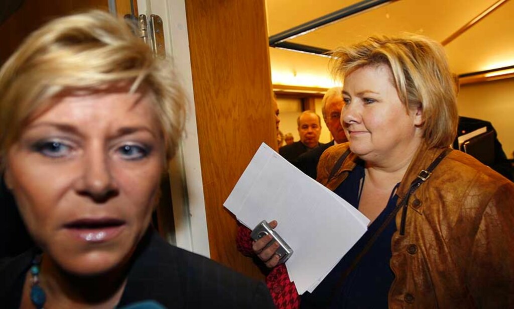 SIV ER KLAR FOR SAMARBEID: Men det spørs om ikke Erna snur i døra. FOTO: LISE ÅSERUD/ SCANPIX SIV ER KLAR FOR SAMARBEID: Men det spørs om ikke Erna snur i døra. FOTO: LISE ÅSERUD/ SCANPIX