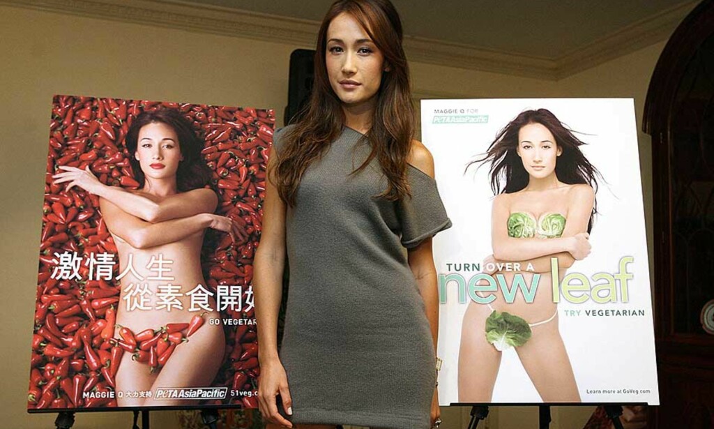 FRA FILM TIL SALAT TIL SPILL: Skuespiller og modell Maggie Q er frontfigur for det kommende «Need for Speed»-spillet. Her er hun avbildet i forbindelse med sin deltagelse i en kampanje for dyrevernsorganisasjonen PETA. Foto: MIKE CLARKE / AFP / SCANPIX FRA FILM TIL SALAT TIL SPILL: Skuespiller og modell Maggie Q er frontfigur for det kommende «Need for Speed»-spillet. Her er hun avbildet i forbindelse med sin deltagelse i en kampanje for dyrevernsorganisasjonen PETA. Foto: MIKE CLARKE / AFP / SCANPIX