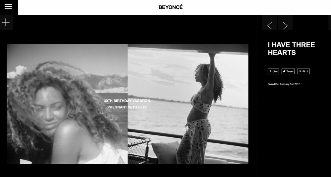 Foto: Foto: Skjermdump Beyonce.com Foto: Foto: Skjermdump Beyonce.com