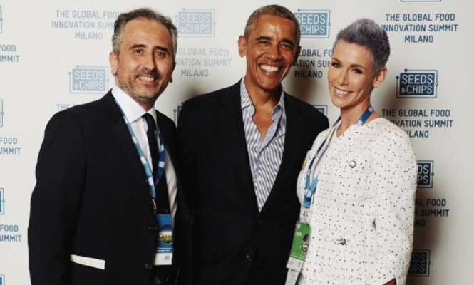 KONFERANSE: Gunhild Stordalen møtte den tidligere amerikanske presidenten Barack Obama på konferanse i Milano tidligere i år. Foto: Instagram / Gunhild Stordalen KONFERANSE: Gunhild Stordalen møtte den tidligere amerikanske presidenten Barack Obama på konferanse i Milano tidligere i år. Foto: Instagram / Gunhild Stordalen