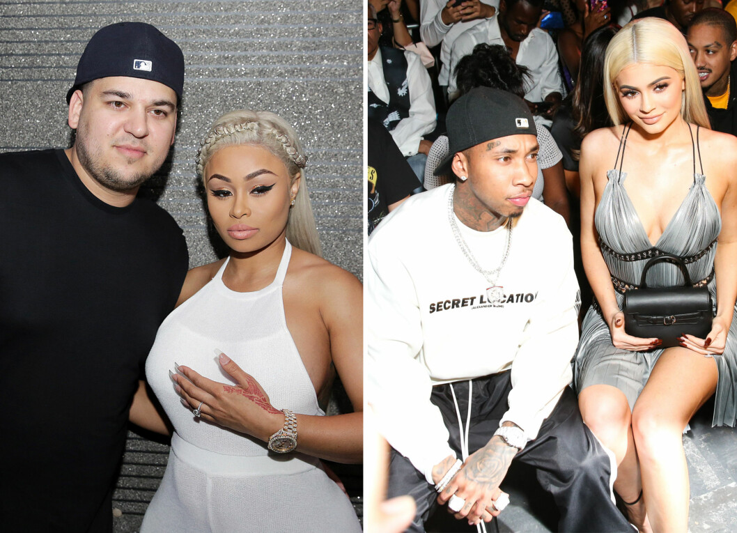 FORVIRRENDE: Robert Kardashian og Blac Chyna (til venstre) ble nylig foreldre til datteren Dream. Fra før har Blac Chyna og Tyga (til høyre) sønnen King (4). Tyga er nå sammen med søsteren til Robert, Kylie Jenner (til venstre). Foto: NTB scanpix FORVIRRENDE: Robert Kardashian og Blac Chyna (til venstre) ble nylig foreldre til datteren Dream. Fra før har Blac Chyna og Tyga (til høyre) sønnen King (4). Tyga er nå sammen med søsteren til Robert, Kylie Jenner (til venstre). Foto: NTB scanpix