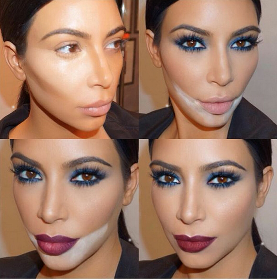 KIM KARDASHIAN: Det virker som om realitystjernen MÅ ta i bruk contouringtrenden hver eneste dag når hun (eller makeupartisten) legger sminken. Foto: Xposure KIM KARDASHIAN: Det virker som om realitystjernen MÅ ta i bruk contouringtrenden hver eneste dag når hun (eller makeupartisten) legger sminken. Foto: Xposure